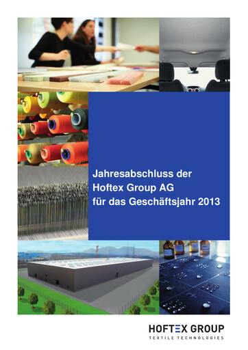 Miniature Hoftex Group AG Bilan financier 2013