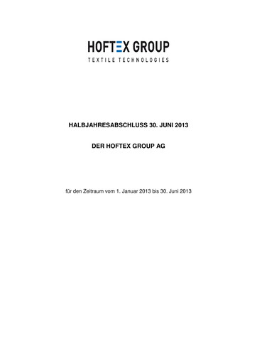 Miniature Hoftex Group AG Rapport semestriel 2013-h1