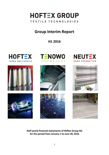 Miniature Hoftex Group AG Rapport semestriel 2016-h1