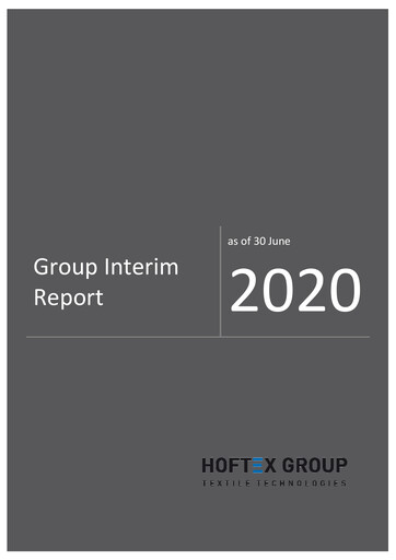 Miniature Hoftex Group AG Rapport semestriel 2020-h1