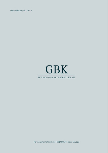 Thumbnail GBK Beteiligungen AG Annual Report 2012