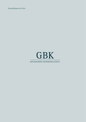Thumbnail GBK Beteiligungen AG Annual Report 2014