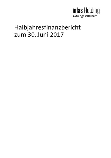 Miniature Infas Holding AG Rapport semestriel 2017-h1