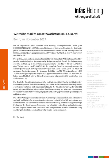 Miniature Infas Holding AG Rapport trimestriel 2024-q3