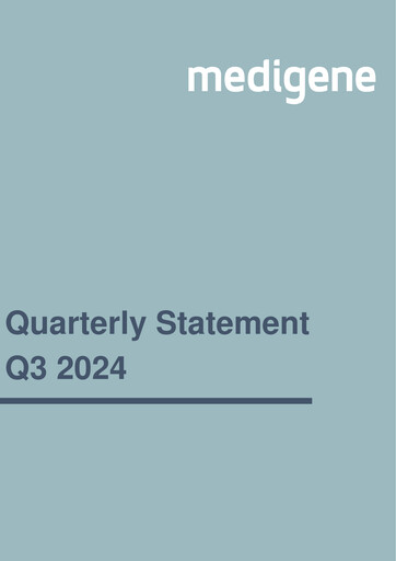 Vorschaubild Medigene AG Quartalsbericht 2024-q3