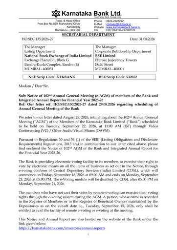 Miniature Karnataka Bank
 Rapport annuel 2025-2026