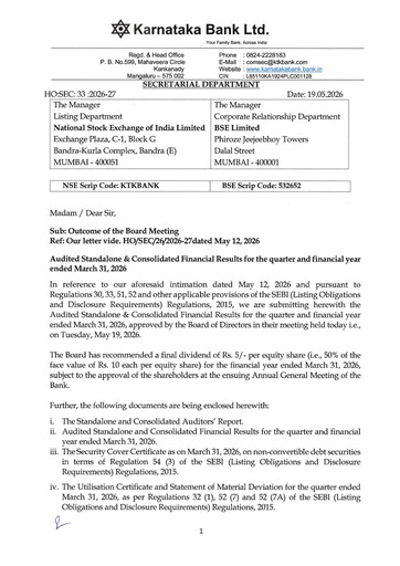 Thumbnail Karnataka Bank
 Financial Statement 2025-2026