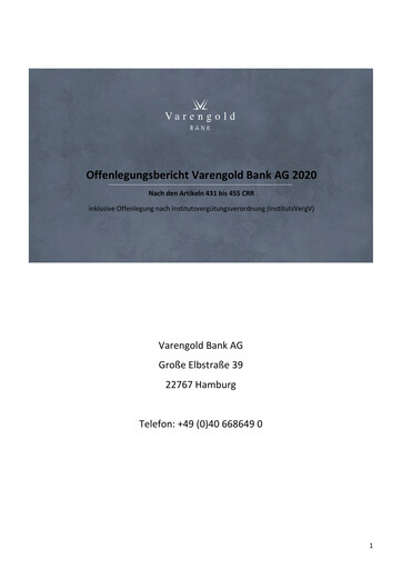 Vorschaubild Varengold Bank AG Finanzbericht 2020