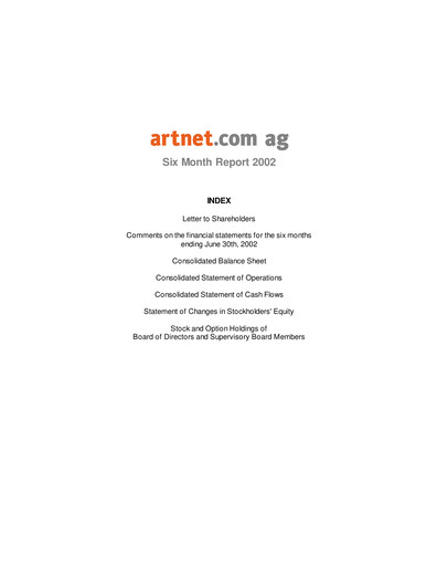 Miniature Artnet AG Rapport semestriel 2002-h1