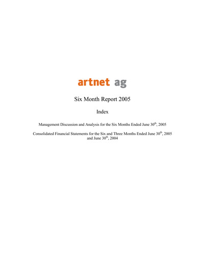 Miniature Artnet AG Rapport semestriel 2005-h1