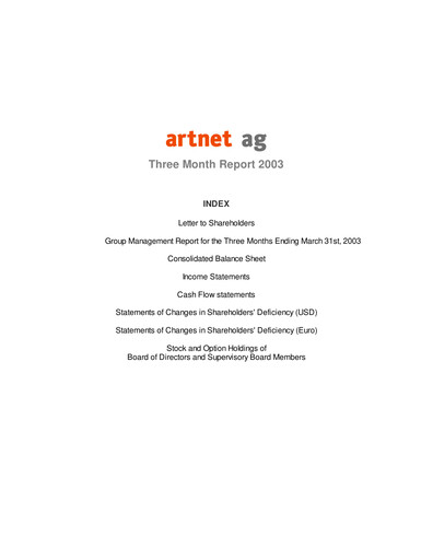 Thumbnail Artnet AG Quarterly Report 2003-q1
