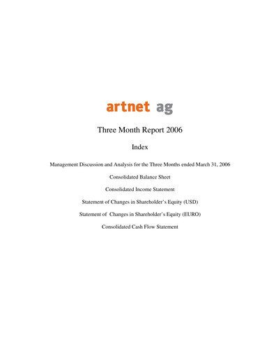 Thumbnail Artnet AG Quarterly Report 2006-q1