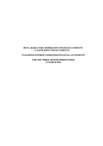 Thumbnail Bupa Arabia for Cooperative Insurance Company Quarterly Report 2016-q1