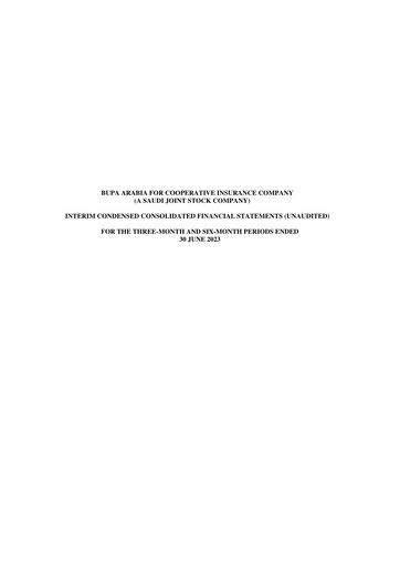 Thumbnail Bupa Arabia for Cooperative Insurance Company Quarterly Report 2023-q2