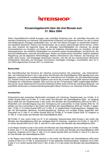 Thumbnail INTERSHOP Communications Quarterly Report 2004-q1