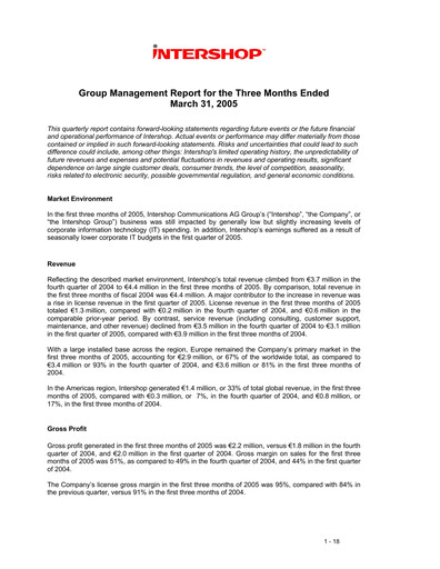 Thumbnail INTERSHOP Communications Quarterly Report 2005-q1