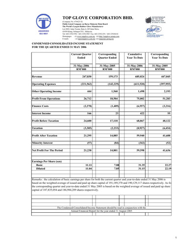 Thumbnail Top Glove Quarterly Report 2006-q3