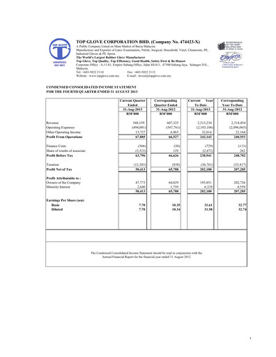 Thumbnail Top Glove Quarterly Report 2013-q4