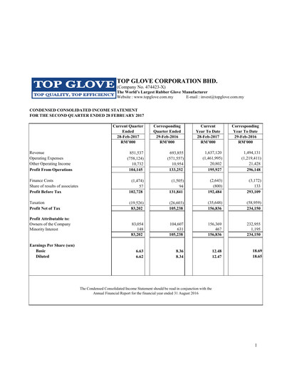 Thumbnail Top Glove Quarterly Report 2017-q2