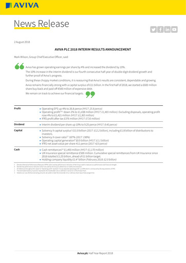 Thumbnail Aviva Half-year Report 2018-h1