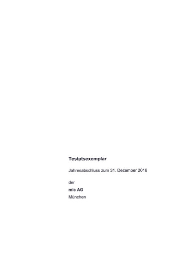 Miniature Pyramid AG Bilan financier 2016