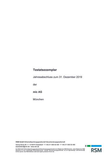 Miniature Pyramid AG Bilan financier 2019