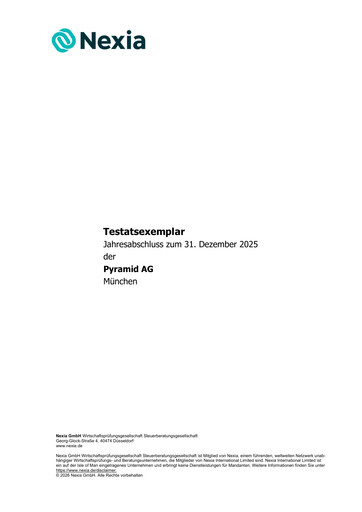 Thumbnail Pyramid AG Financial Statement 2025
