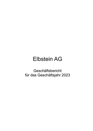 Thumbnail Elbstein AG Annual Report 2023