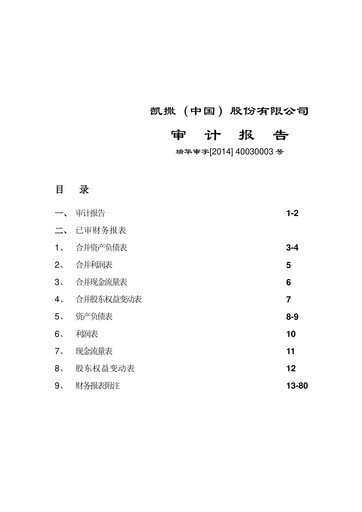 Thumbnail Kaiser (China) Culture Financial Statement 2013