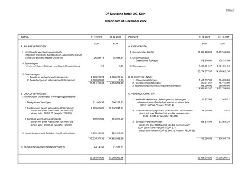 Thumbnail DF Deutsche Forfait AG Financial Statement 2022