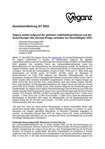 Vorschaubild Veganz Group Quartalsbericht 2022-q1