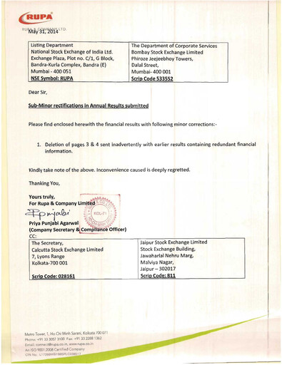Thumbnail Rupa Company
 Financial Statement 2013-2014