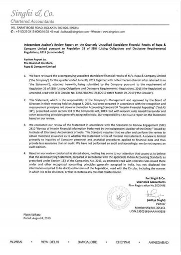 Vorschaubild Rupa Company
 Quartalsbericht 2019-q1