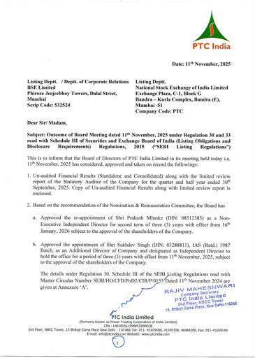 Miniature PTC India
 Rapport trimestriel 2025-q2