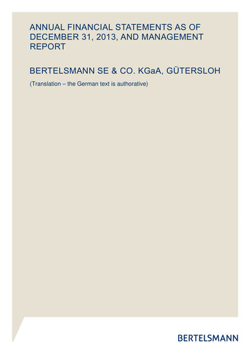 Thumbnail Bertelsmann SE & Co. KGaA Financial Statement 2013