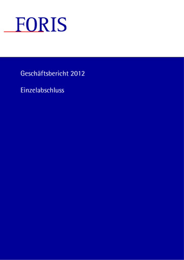 Miniature FORIS AG Bilan financier 2012