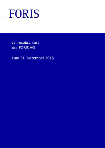 Miniature FORIS AG Bilan financier 2015