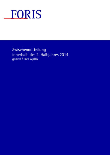 Thumbnail FORIS AG Quarterly Report 2014-q3
