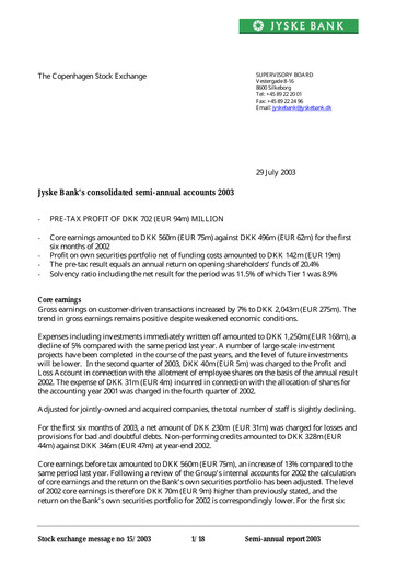 Thumbnail Jyske Bank Financial Report 2003-h1