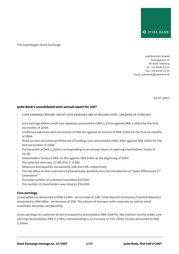 Thumbnail Jyske Bank Financial Report 2007-h1