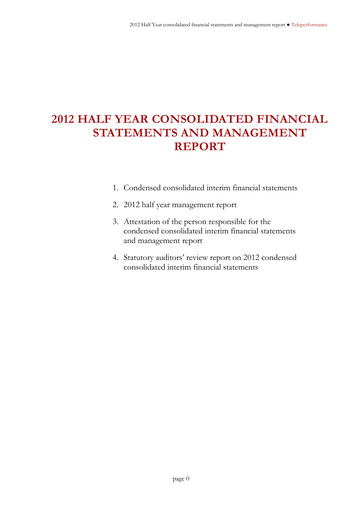 Thumbnail Teleperformance Half-year Report 2012