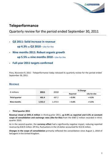 Vorschaubild Teleperformance Quartalsbericht 2011-q3