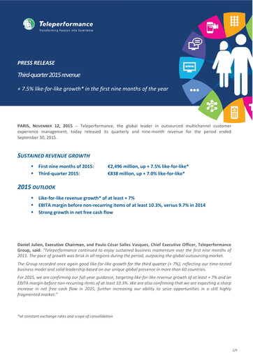 Thumbnail Teleperformance Quarterly Report 2015-q3