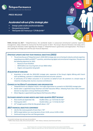 Thumbnail Teleperformance Quarterly Report 2017-q3