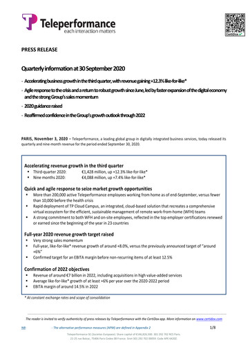 Thumbnail Teleperformance Quarterly Report 2020-q3