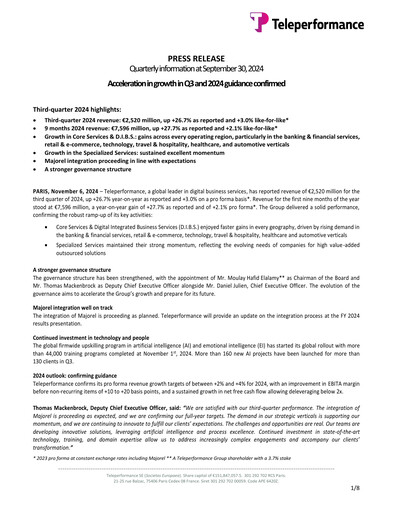 Thumbnail Teleperformance Quarterly Report 2024-q3