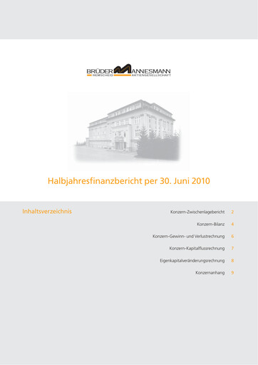 Thumbnail Brüder Mannesmann AG Half-year Report 2010-h1