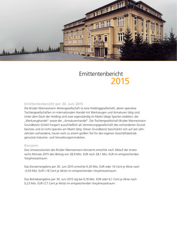 Thumbnail Brüder Mannesmann AG Half-year Report 2015-h1