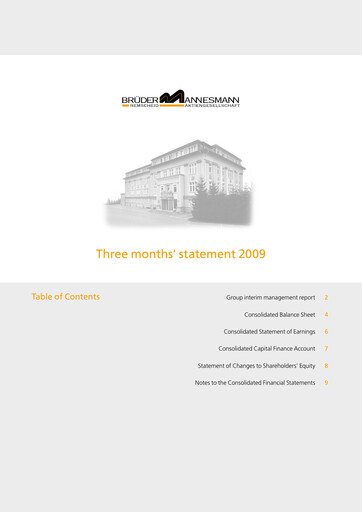 Thumbnail Brüder Mannesmann AG Quarterly Report 2009-q1