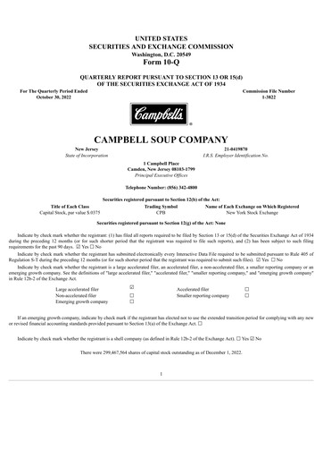 Thumbnail 
Campbell's Quarterly Report 2023-q1